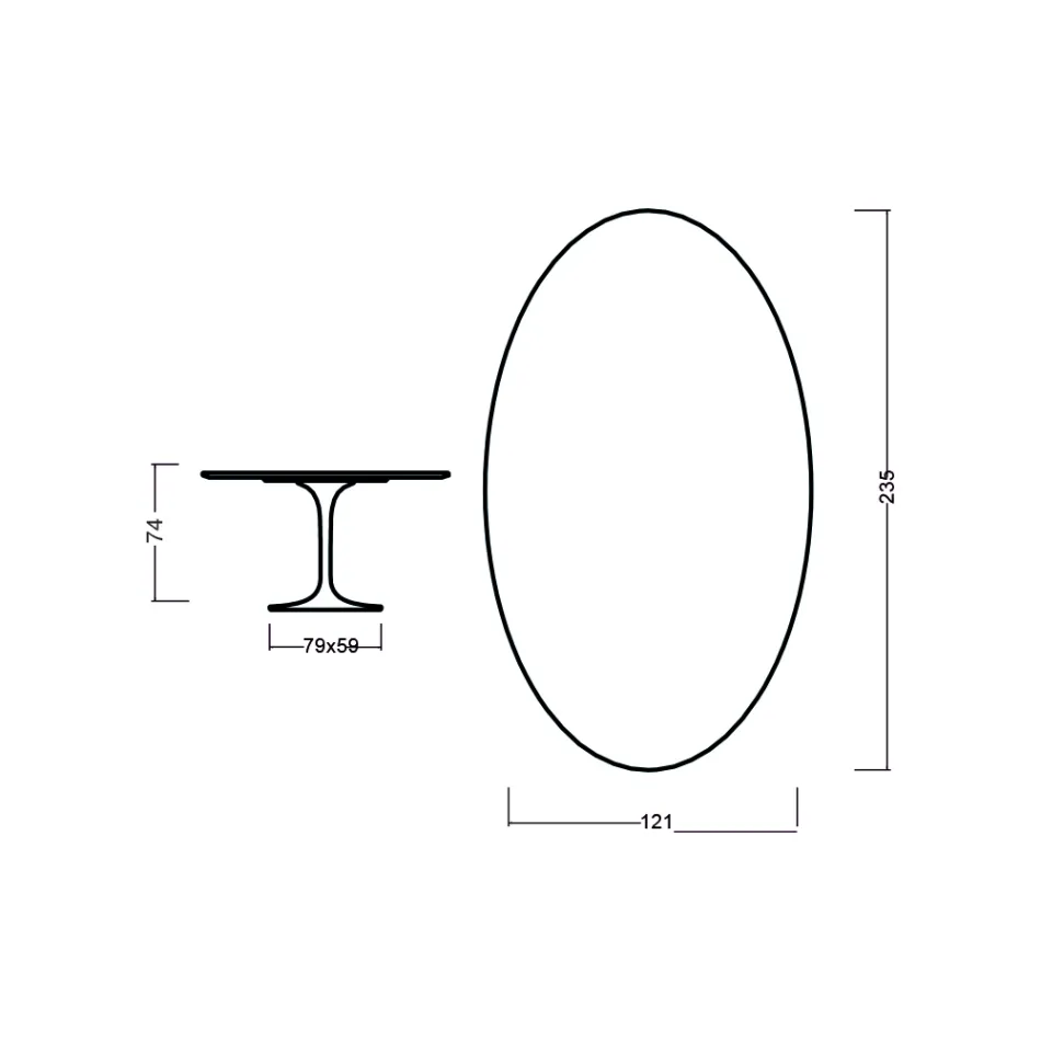 Eero Saarinen Tulip Tafel H 73 Ovaal in Licht Walnoot Gebeitst Eiken Made in Italy - Scarlet Viadurini