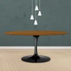 Eero Saarinen Tulip Tafel H 73 Ovaal in Licht Walnoot Gebeitst Eiken Made in Italy - Scarlet Viadurini