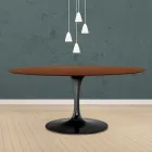 Eero Saarinen Tulip Tafel H 73 Ovaal in Donker Noten Gebeitst Eiken Made in Italy - Scarlet Viadurini