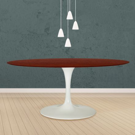 Tulip Table Eero Saarinen H 73 Ovaal in palissander getint eikenhout Made in Italy - Scarlet Viadurini