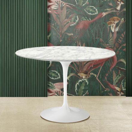 Eero Saarinen ronde Tulip tafel H 73 met Carrara marmeren blad Made in Italy - Scarlet Viadurini