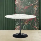 Eero Saarinen Tulip Tafel H 73 Rond met Carrara Marmeren Bovenblad Made in Italy - Scarlet Viadurini