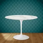 Tulp Tafel Eero Saarinen H 73 Rond Keramisch Morpheus Made in Italy - Scharlaken Viadurini