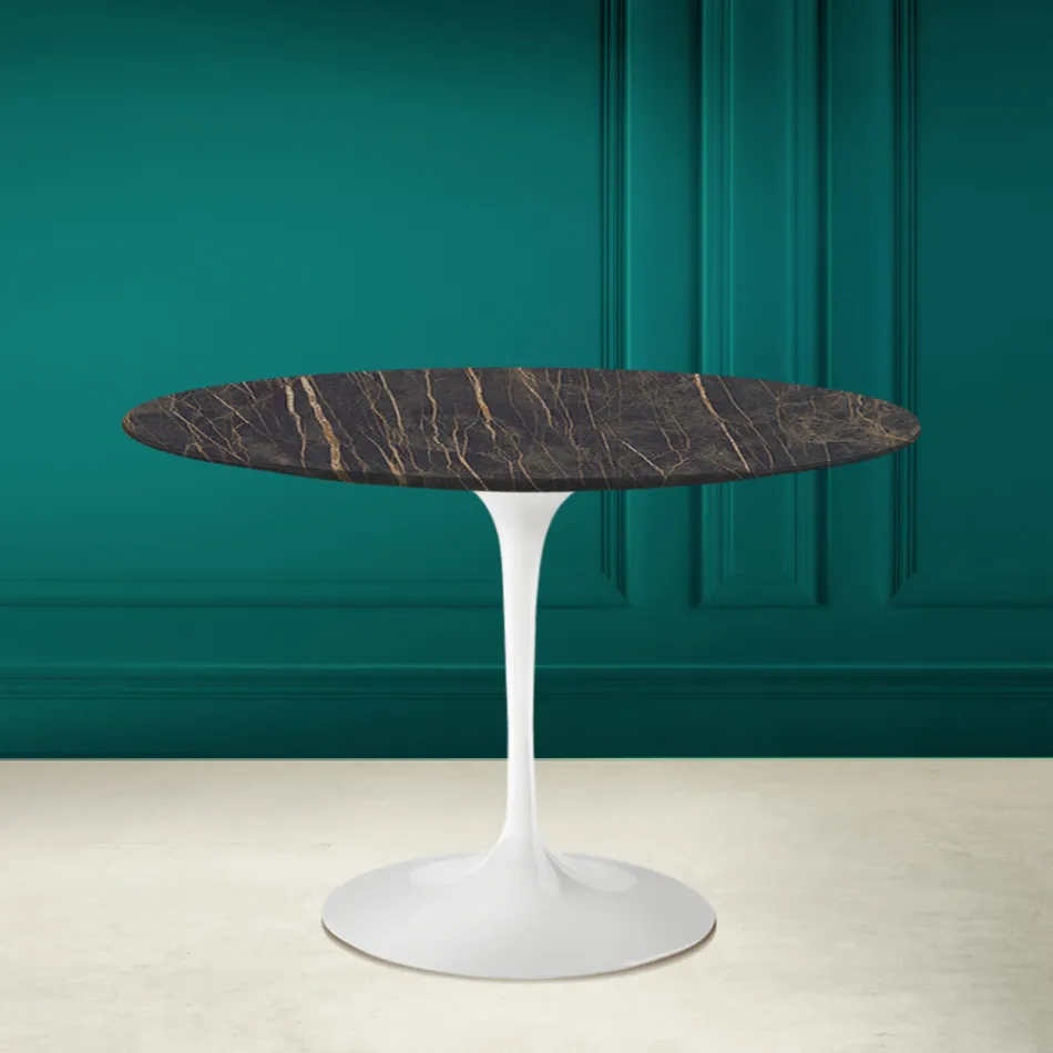 Tulp Tafel Eero Saarinen H 73 Rond Keramiek Noir Desire Made in Italy - Scharlaken Viadurini