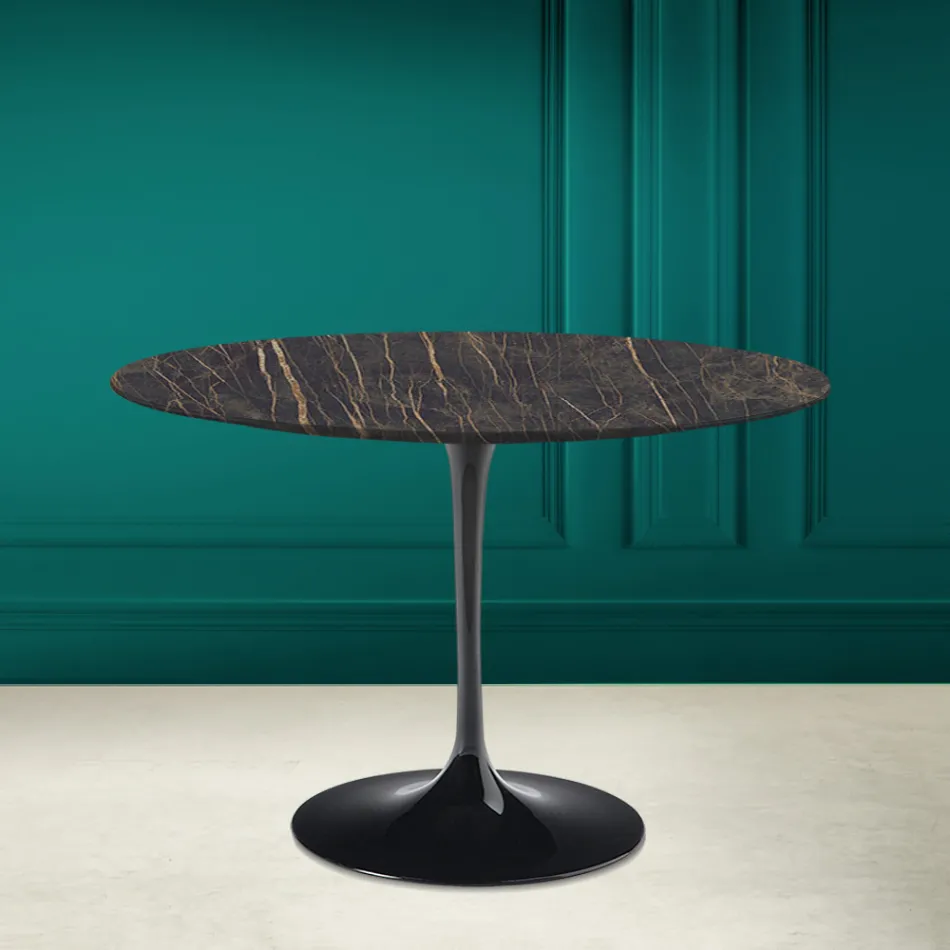 Tulp Tafel Eero Saarinen H 73 Rond Keramiek Noir Desire Made in Italy - Scharlaken Viadurini