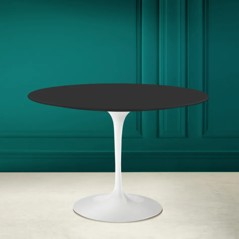 Tulp Tafel Eero Saarinen H 73 Rond in Keramiek Noir Zacht Made in Italy - Scarlet Viadurini
