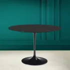 Tulp Tafel Eero Saarinen H 73 Rond in Keramiek Noir Zacht Made in Italy - Scarlet Viadurini