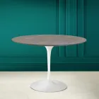 Tulp Tafel Eero Saarinen H 73 Rond in Keramiek Pietra Grijs Made in Italy - Scarlet Viadurini