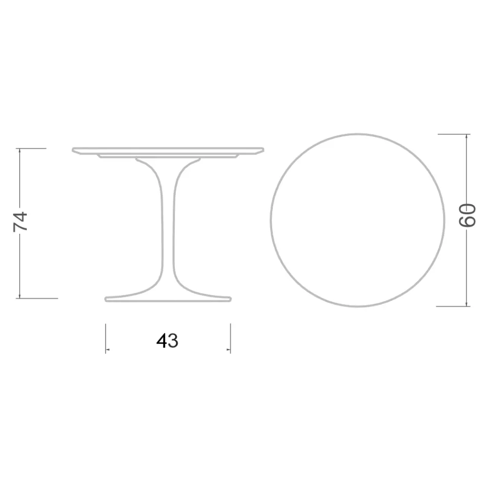 Tulp Tafel Eero Saarinen H 73 Rond Keramisch Rem Made in Italy - Scharlaken Viadurini