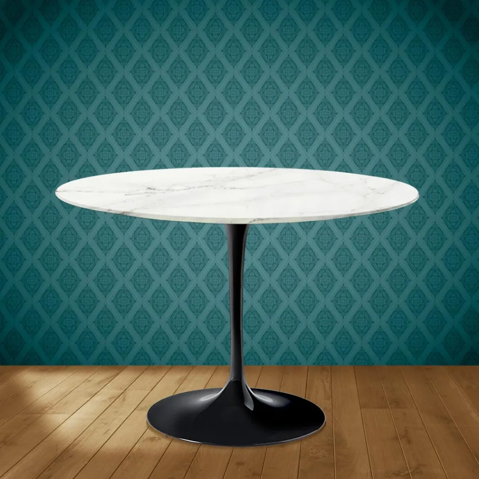 Tulp Tafel Eero Saarinen H 73 Rond Keramisch Rem Made in Italy - Scharlaken Viadurini