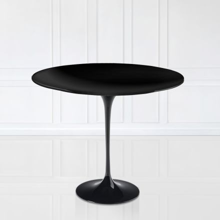 Tulip Table Eero Saarinen H 73 Rond in zwart vloeibaar laminaat Made in Italy - Scarlet Viadurini