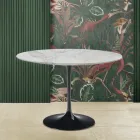 Eero Saarinen Tulip Tafel H 73 Rond in Arabescato Marmer Made in Italy - Scarlet Viadurini