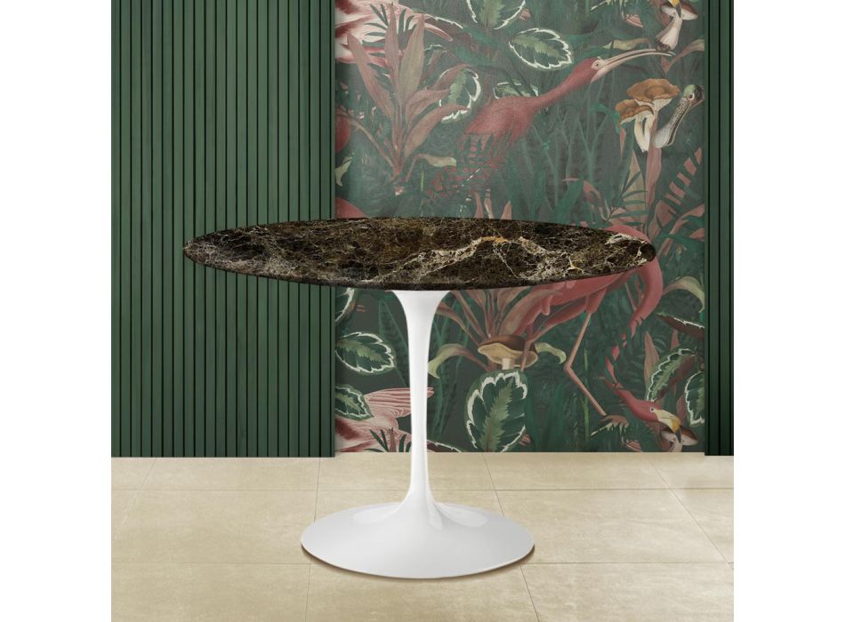 Eero Saarinen H 73 Ronde Tulip-tafel in Emperador Dark Marble Made in Italy - Scarlet Viadurini