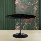 Eero Saarinen Tulip Tafel H 73 Rond in Zwart Marquinia Marmer Made in Italy - Scarlet Viadurini