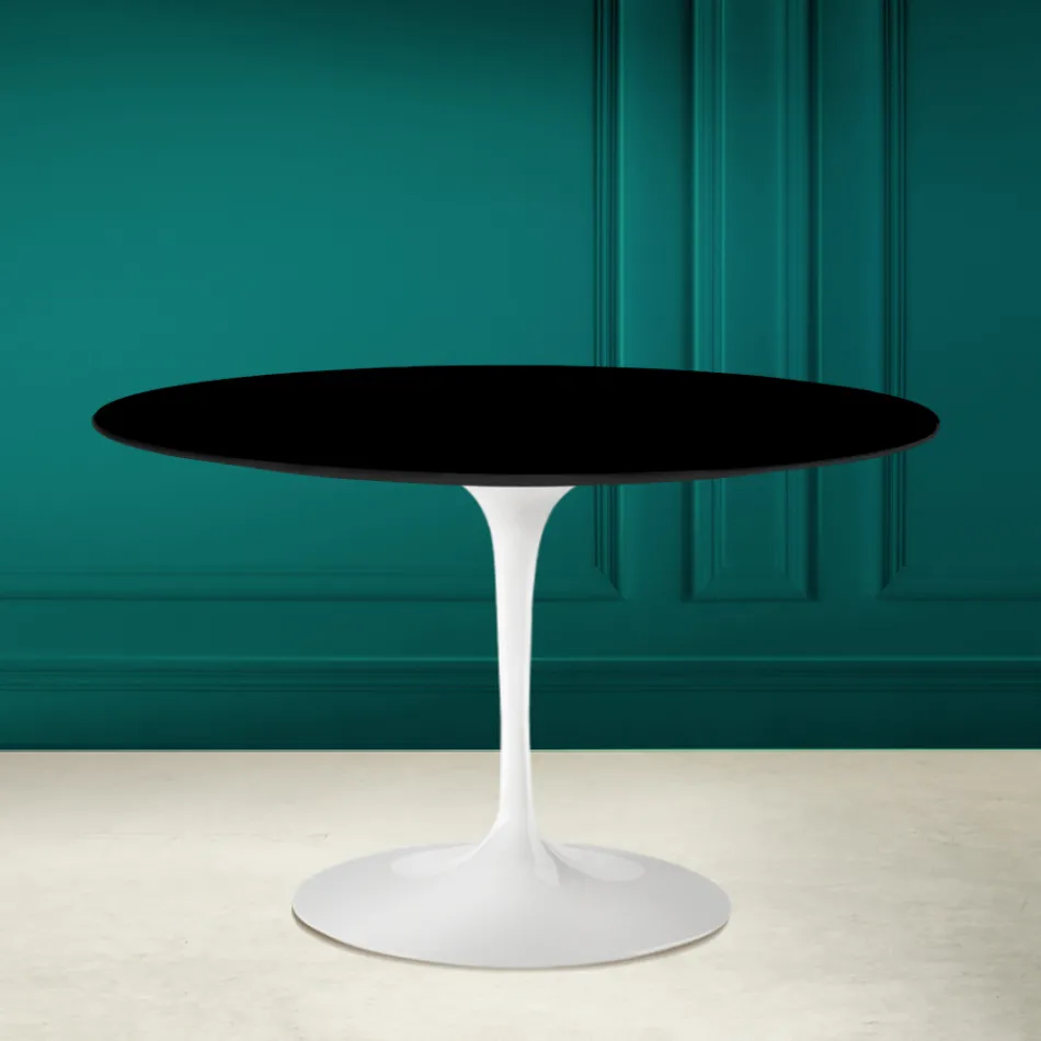 Tulip Tafel Eero Saarinen H 73 Rond in Absoluut Zwart Made in Italy - Scarlet Viadurini