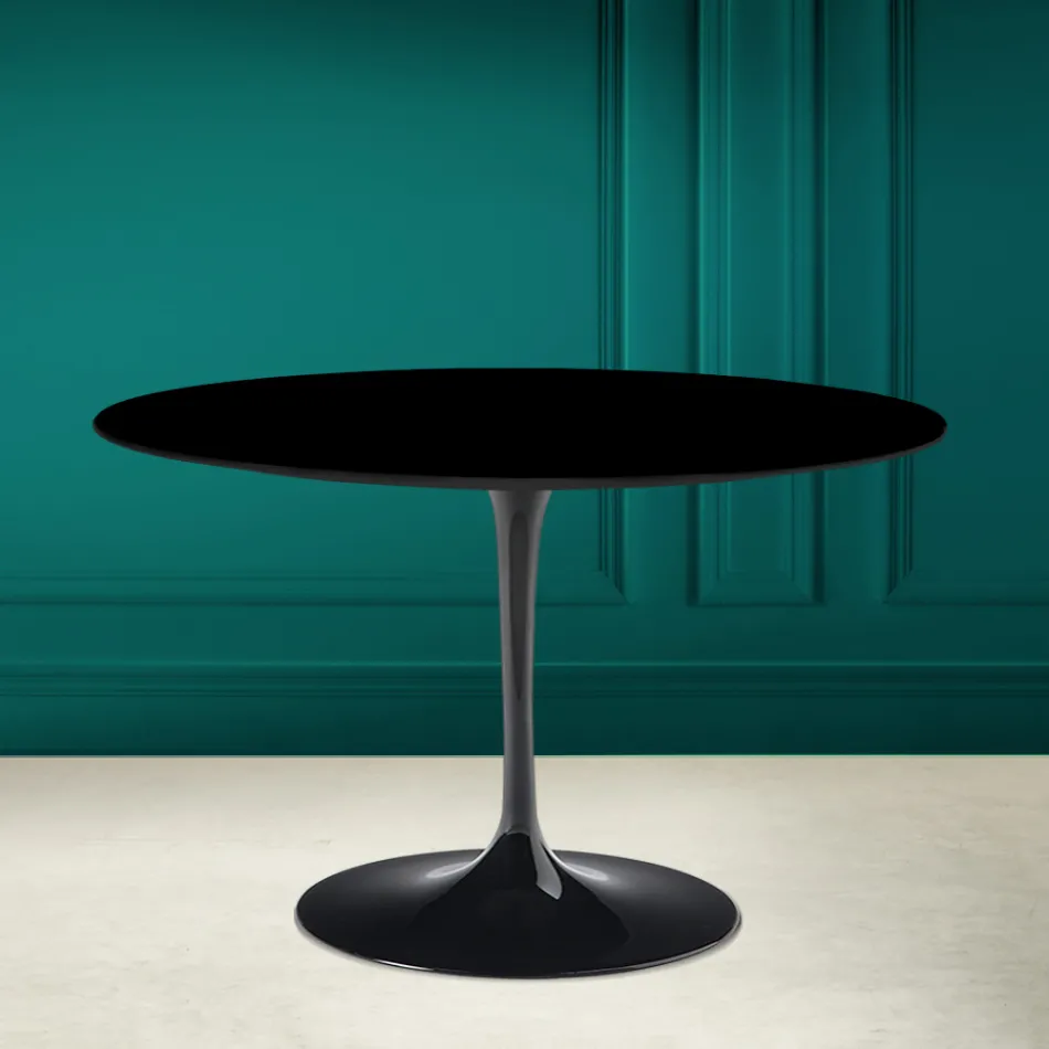 Tulip Tafel Eero Saarinen H 73 Rond in Absoluut Zwart Made in Italy - Scarlet Viadurini