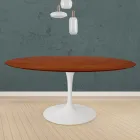 Tulp Tafel Eero Saarinen H 73 Rond in Kersen gebeitst Eiken Made in Italy - Scarlet Viadurini