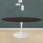 Tulp Tafel Eero Saarinen H 73 Rond in Eiken gebeitst Moka Made in Italy - Scarlet Viadurini