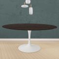 Tulp Tafel Eero Saarinen H 74 Rond in Eiken gebeitst Moka Made in Italy - Scarlet