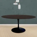 Tulp Tafel Eero Saarinen H 73 Rond in Eiken gebeitst Moka Made in Italy - Scarlet Viadurini