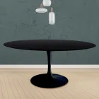 Tulp Tafel Eero Saarinen H 73 Rond in Zwart Gebeitst Eiken Made in Italy - Scarlet Viadurini
