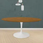 Eero Saarinen Tulip Tafel H 73 Rond in Eiken gebeitst Licht Notenhout Made in Italy - Scarlet Viadurini