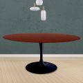 Tulp Tafel Eero Saarinen H 74 Rond in Eiken gebeitst Rozenhout Made in Italy - Scarlet