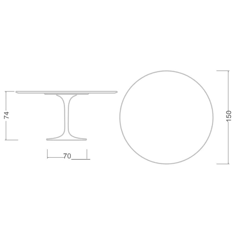 Eero Saarinen Tulp Tafel H 74 met Zwart Liquid Laminate MDF Top - Scarlet Viadurini