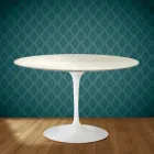 Eero Saarinen Tulpentafel H 74 in Marmorio Keramiek Gemaakt in Italië - Scharlakenrood Viadurini
