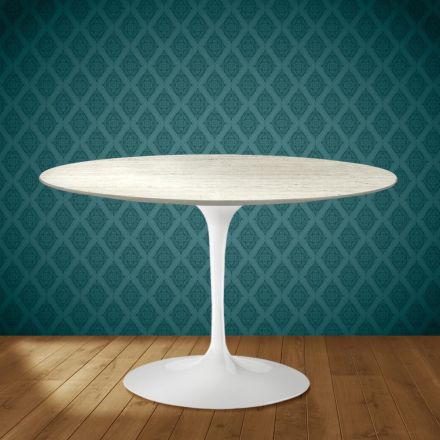 Eero Saarinen Tulpentafel H 74 in Marmorio Keramiek Gemaakt in Italië - Scharlakenrood Viadurini