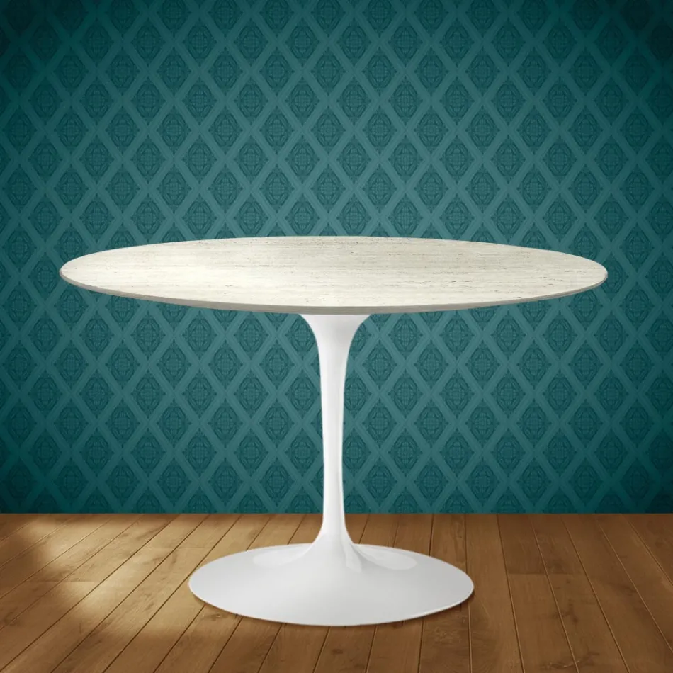 Eero Saarinen Tulpentafel H 74 in Marmorio Keramiek Gemaakt in Italië - Scharlakenrood Viadurini