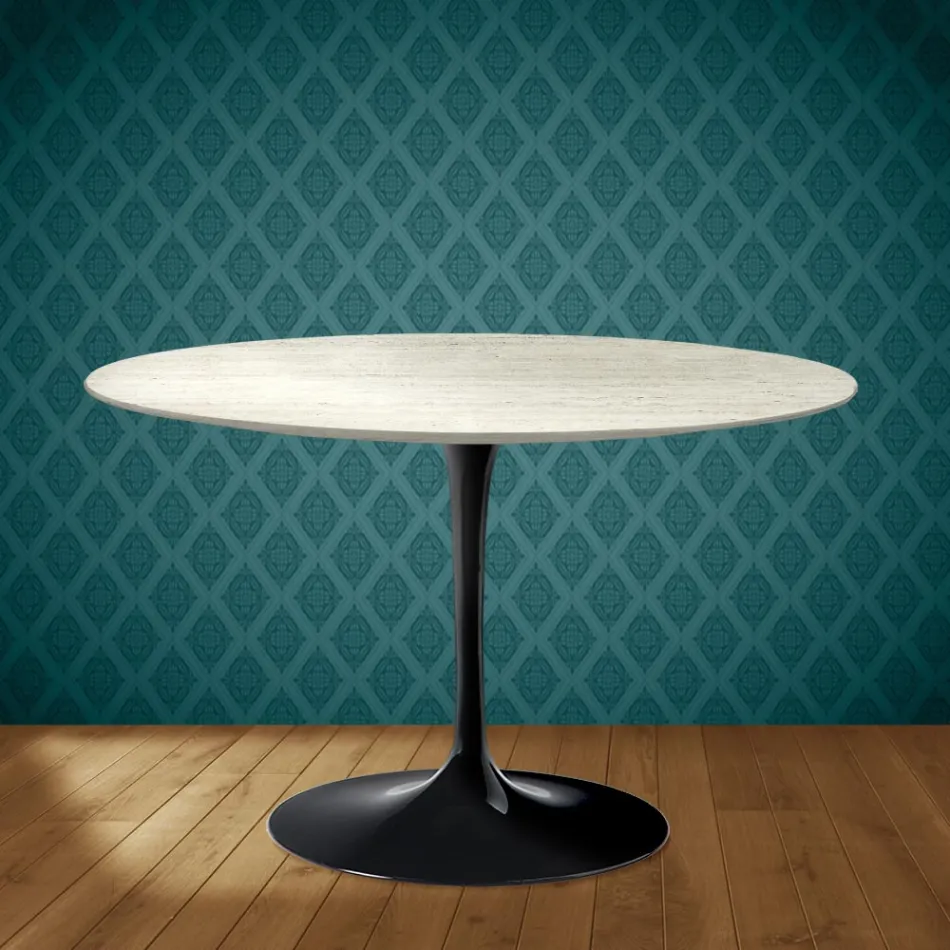 Eero Saarinen Tulpentafel H 74 in Marmorio Keramiek Gemaakt in Italië - Scharlakenrood Viadurini