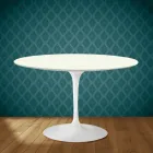 Eero Saarinen Tulpentafel H 74 in Moonè Keramiek Gemaakt in Italië - Scharlakenrood Viadurini