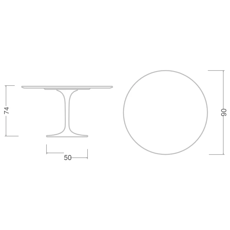 Eero Saarinen Tulpentafel H 74 in Moonè Keramiek Gemaakt in Italië - Scharlakenrood Viadurini