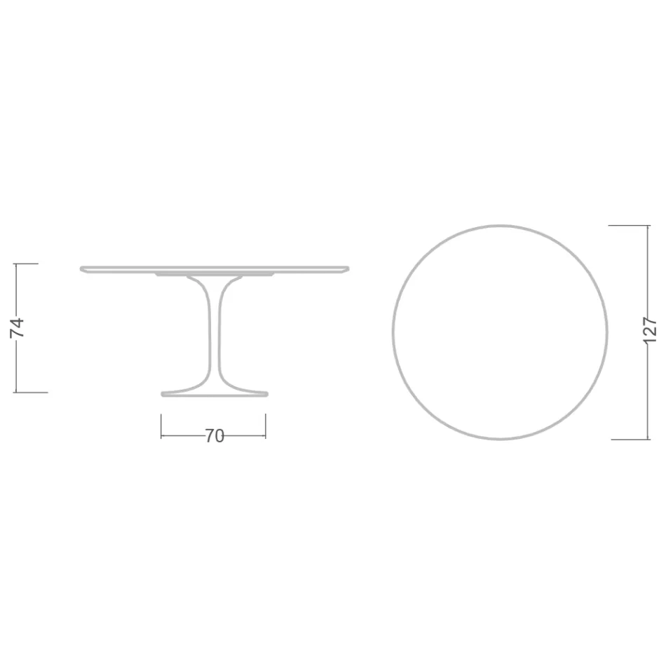 Eero Saarinen Tulpentafel H 74 in Moonè Keramiek Gemaakt in Italië - Scharlakenrood Viadurini