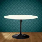Eero Saarinen Tulpentafel H 74 in Moonè Keramiek Gemaakt in Italië - Scharlakenrood Viadurini