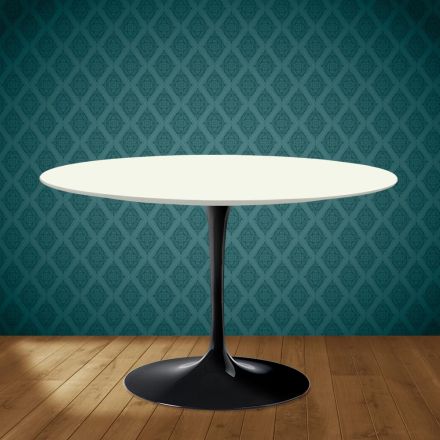 Eero Saarinen Tulpentafel H 74 in Moonè Keramiek Gemaakt in Italië - Scharlakenrood Viadurini