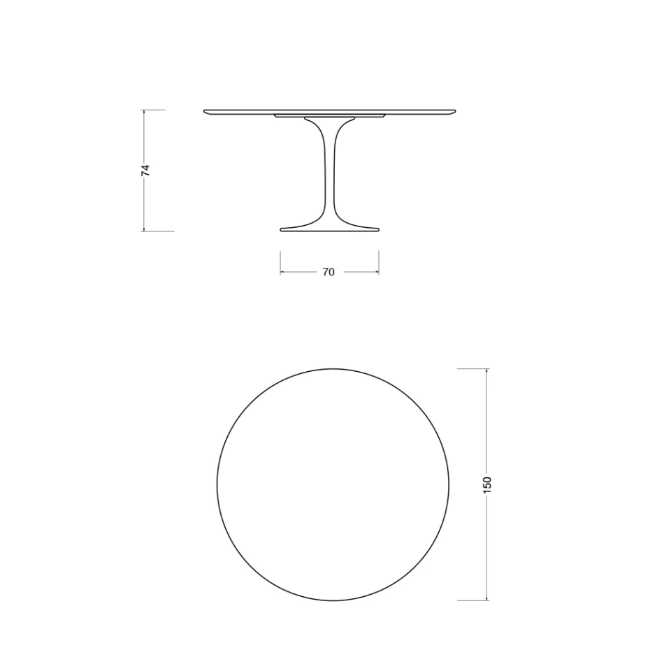 Tulpentafel Eero Saarinen H 74 in keramiek Morpheus Gemaakt in Italië - Scharlakenrood Viadurini