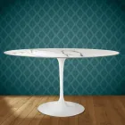 Eero Saarinen Tulpentafel H 74 Ovaal in Keramiek Aura 22 Gemaakt in Italië - Scharlakenrood Viadurini