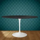 Eero Saarinen Tulpentafel H 74 Ovaal in Domoos Keramiek Gemaakt in Italië - Scharlakenrood Viadurini