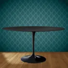 Eero Saarinen Tulpentafel H 74 Ovaal in Domoos Keramiek Gemaakt in Italië - Scharlakenrood Viadurini