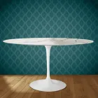 Eero Saarinen Tulpentafel H 74 Ovaal in Glanzend Keramiek Gemaakt in Italië - Scharlakenrood Viadurini