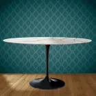Eero Saarinen Tulpentafel H 74 Ovaal in Glanzend Keramiek Gemaakt in Italië - Scharlakenrood Viadurini