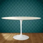 Eero Saarinen Tulpentafel H 74 Ovaal in Marmorio Keramiek Gemaakt in Italië - Scharlakenrood Viadurini