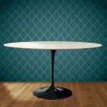 Eero Saarinen Tulpentafel H 74 Ovaal in Marmorio Keramiek Gemaakt in Italië - Scharlakenrood
