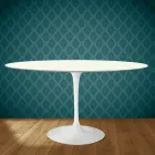 Eero Saarinen Tulpentafel H 74 Ovaal in Moonè Keramiek Gemaakt in Italië - Scharlakenrood Viadurini