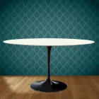Eero Saarinen Tulpentafel H 74 Ovaal in Moonè Keramiek Gemaakt in Italië - Scharlakenrood Viadurini