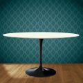 Eero Saarinen Tulpentafel H 74 Ovaal in Moonè Keramiek Gemaakt in Italië - Scharlakenrood