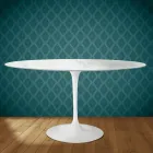 Eero Saarinen Tulpentafel H 74 Ovaal in Salina Keramiek Gemaakt in Italië - Scharlakenrood Viadurini