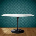 Eero Saarinen Tulpentafel H 74 Ovaal in Salina Keramiek Gemaakt in Italië - Scharlakenrood Viadurini